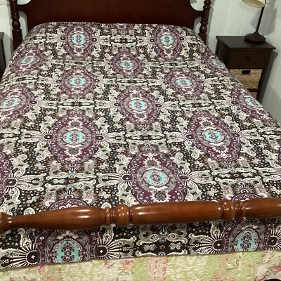 Pottery Barn Dorm Rare Medallion Mod Paisley Full/Queen Duvet Cover Black Purple