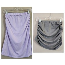 Set of 2 Romwe Womens Strapless Tube Tops Size M S Purple Gray Ruched Sides