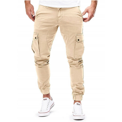 Men Elasticity Pocket Joggers Trousers Sweatpants Work PencilPants Bottoms - Picture 9 of 13