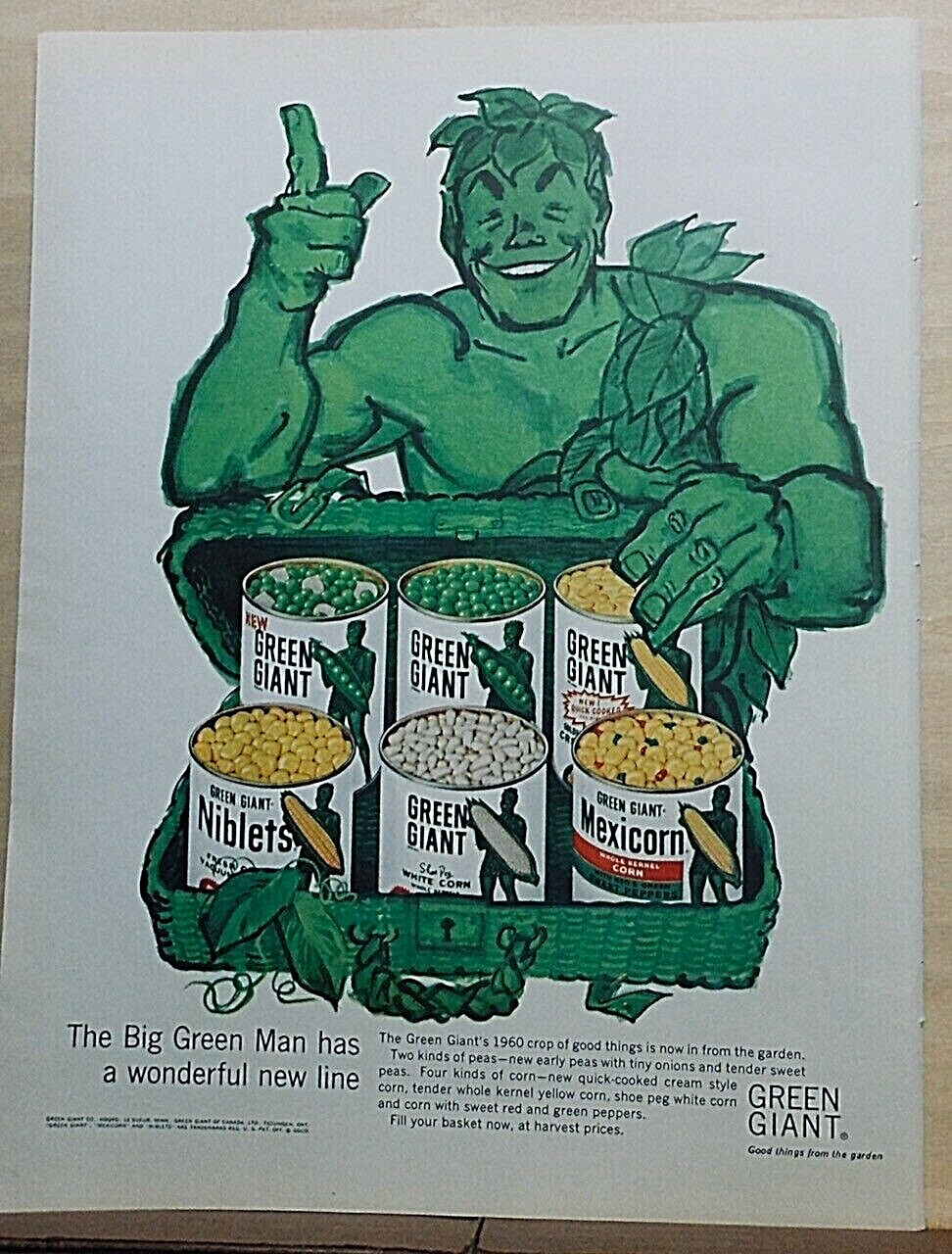 1960 magazine ad for Green Giant Vegetables - Green Giant, s