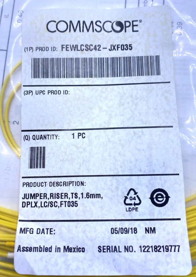 Commscope Lot of 7 Jp Riser TS 1.6 DPLX LC/SC FT035 Fiber Patch FEWLCSC42-JXF035 - Image 2 of 4