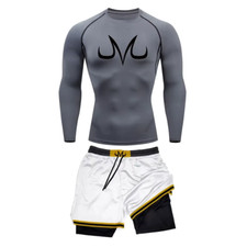 Men'S Running Tracksuit Anime Print Training Fitness Sportswear Set Compression