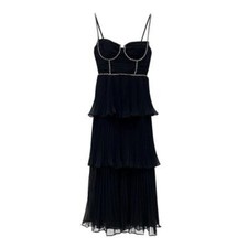 Summer Sexy Ladies Chiffon Dress Black Cake Dress Halter Party Robe Ball Grown