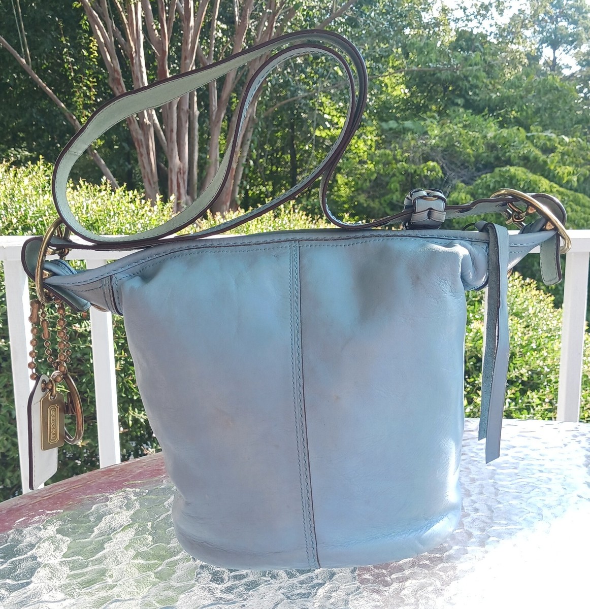 Coach 11422 MEDIUM Vintage Bleecker Sky Blue Leather Bucket