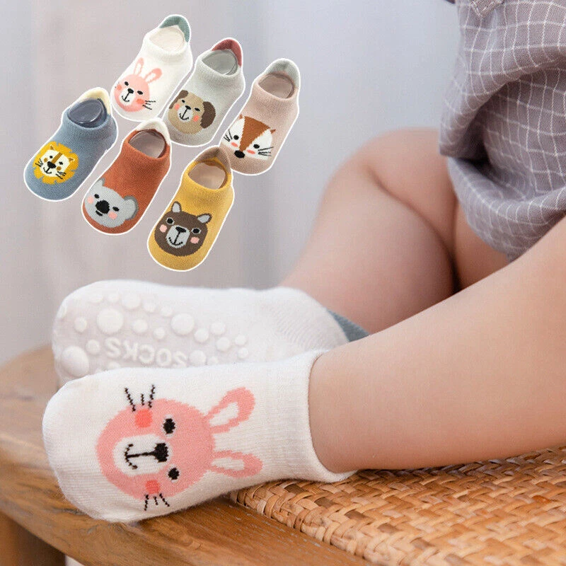 3/6 Pairs Anti-slip Non Skid Baby Floor Socks Kids Boys Girls Toddler Ankle  Sock