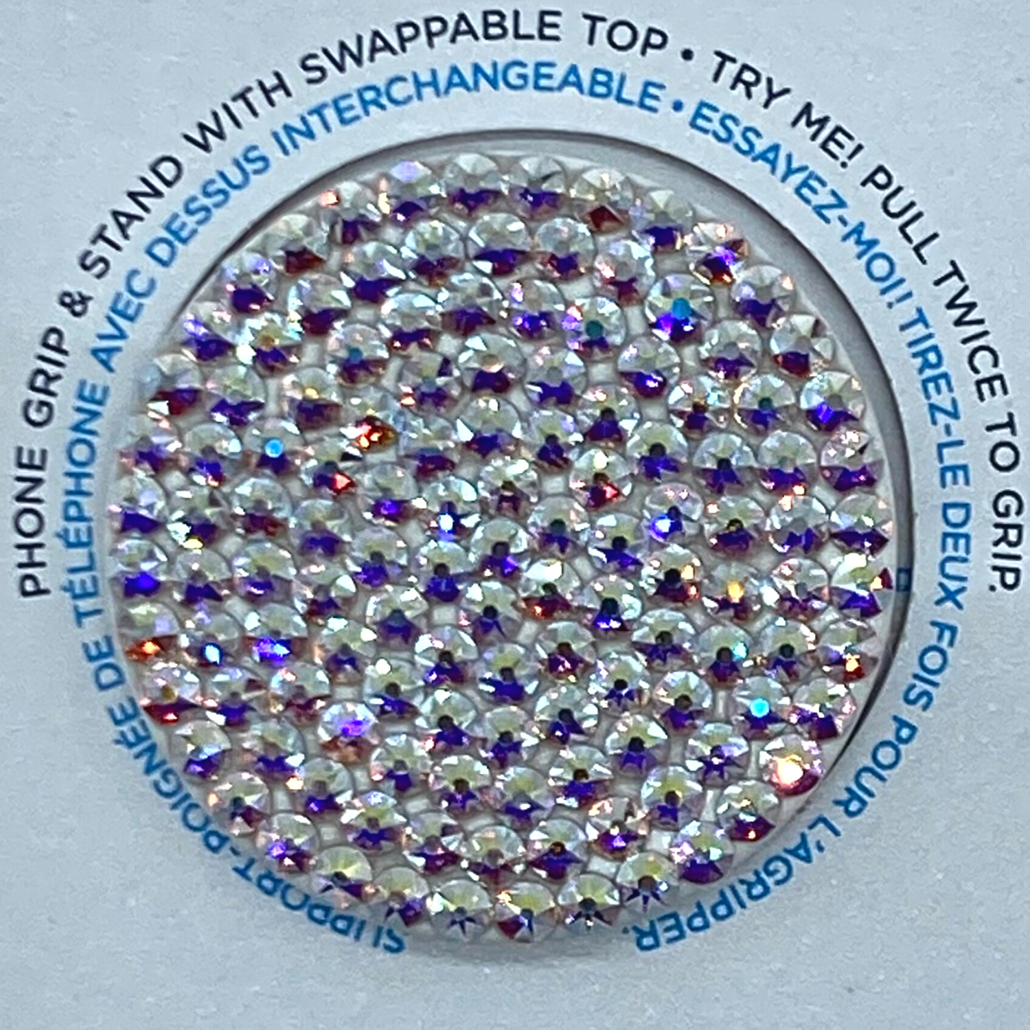 Handmade Bling White Popsocket made with 12ss Crystal AB Swarovski Crystals-image
