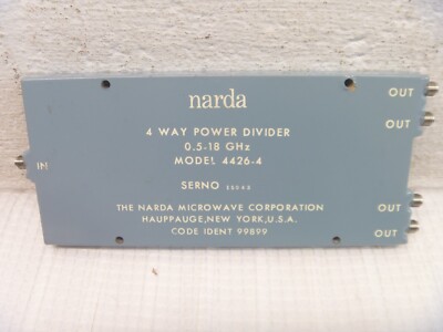 Narda Power Divider Splitter 4426-4 0.5-18 GHz 30W SMA Microwave Coaxial 4-Way
