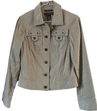 Bandolino Womens Stretch Cuffed Blazer Jacket Button Khaki Tan Sz Small