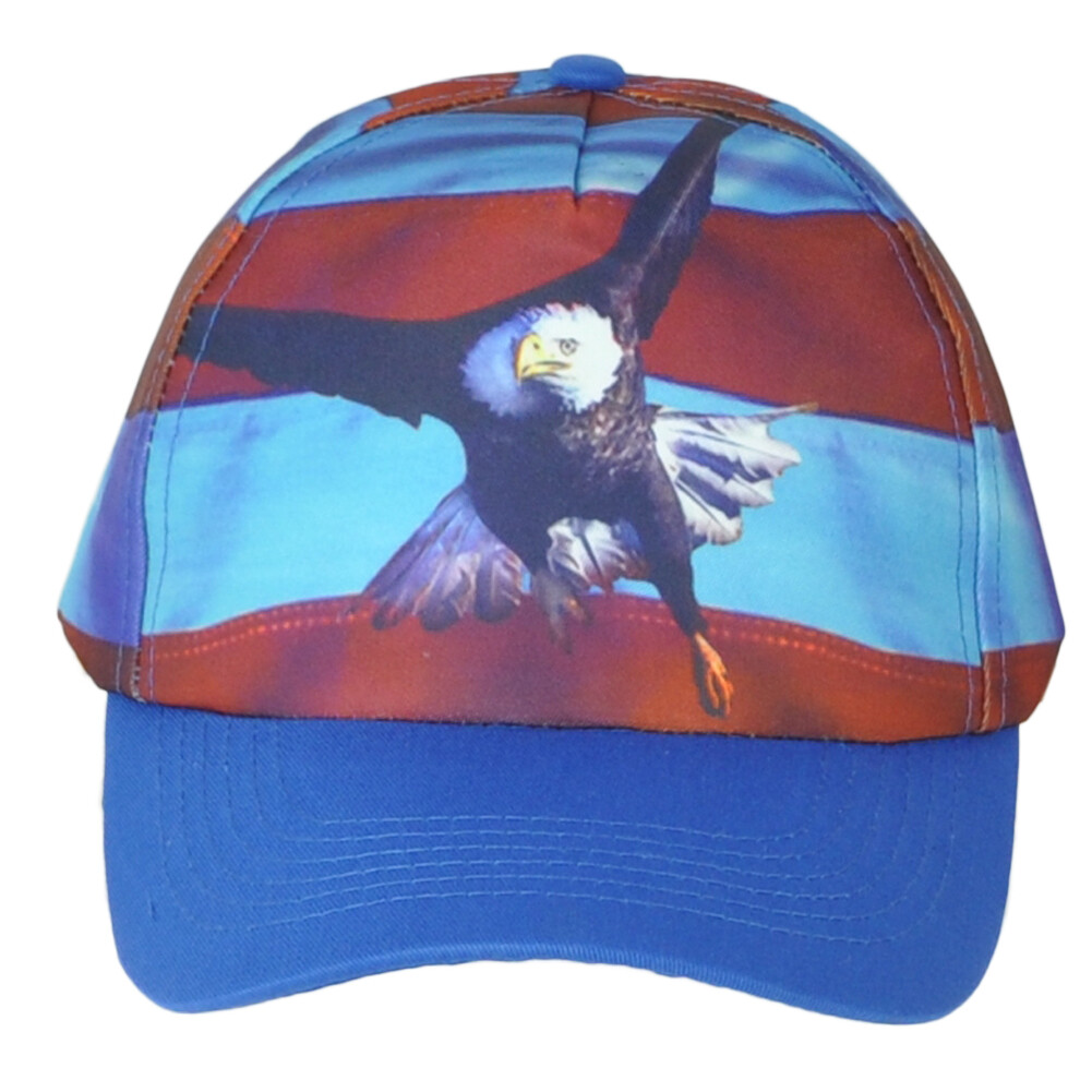 American Crown Eagle Bird Stripes Blue Red Curved Bill Adjustable