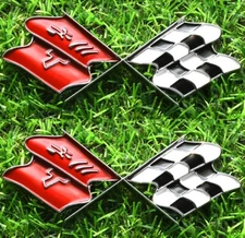 2Pc Gas Door Emblem Cross Crossed Flags Badge for 1968 - 1972 Corvette C3 Chrome