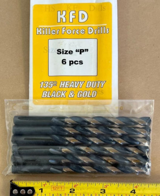 6 PCS SIZE P KFD KILLER FORCE DRILLS BIT 135o HEAVY DUTY BLACK & GOLD