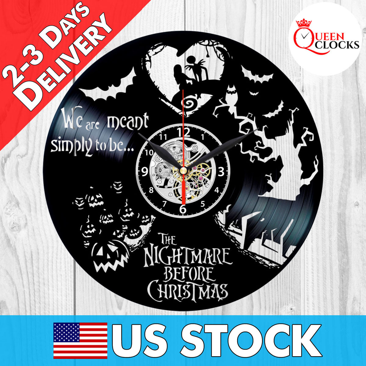 Jack Skellington Nightmare Before Christmas Vinyl Record Wall Clock Gifts Decor