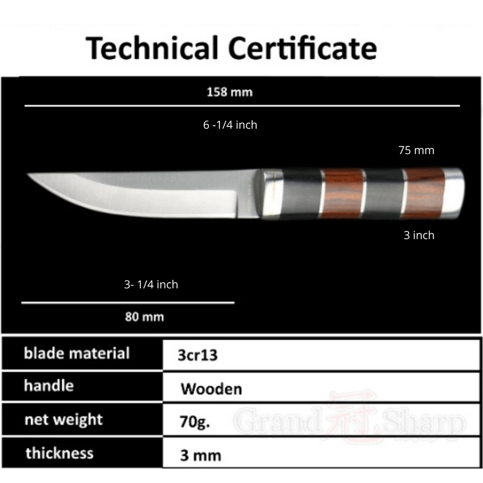 Columbia K30 Small Fixed Blade Knife Multicolor Wood Stacked Handle Belt Sheath  - Image 2 of 4