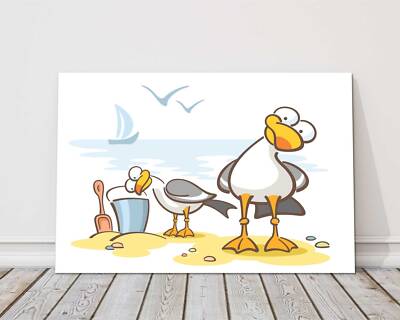 Cartoon Möwen Leinwand Bild Druck