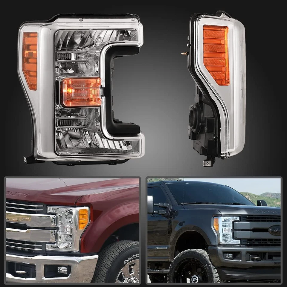 Par de faros cromados para Ford F250/F350/F450/F550 Super Duty 2017 2018 2019 Foto 4 de 4