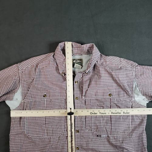 Drake Waterfowl Systems Shirt Men’s Large Red Plaid Button Up Vented Fishing - Picture 9 of 12