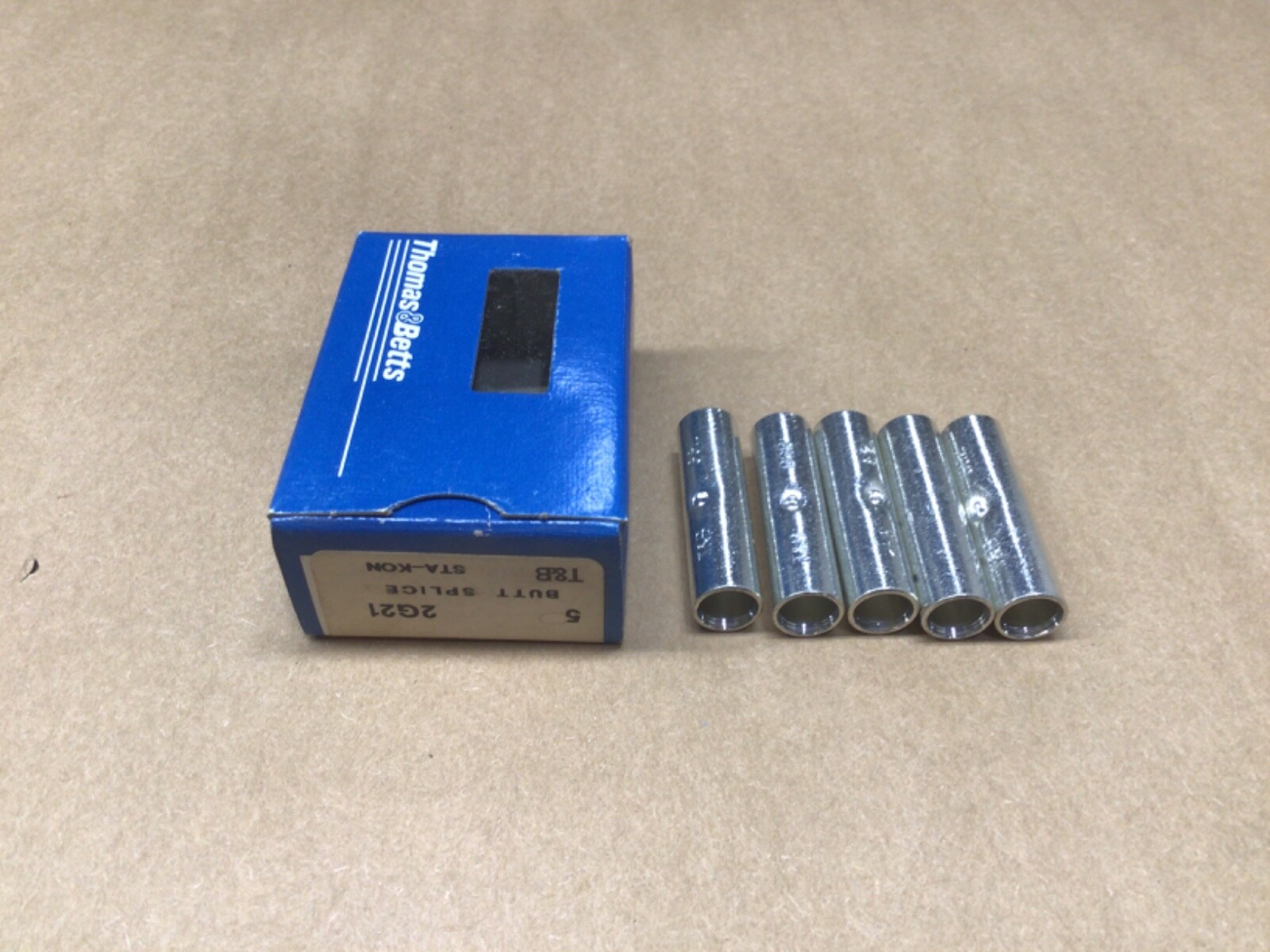 Box Of 5 Thomas & Betts 2G21 Uninsulated Butt Splice 2-1 AWG #27F118-CI ...