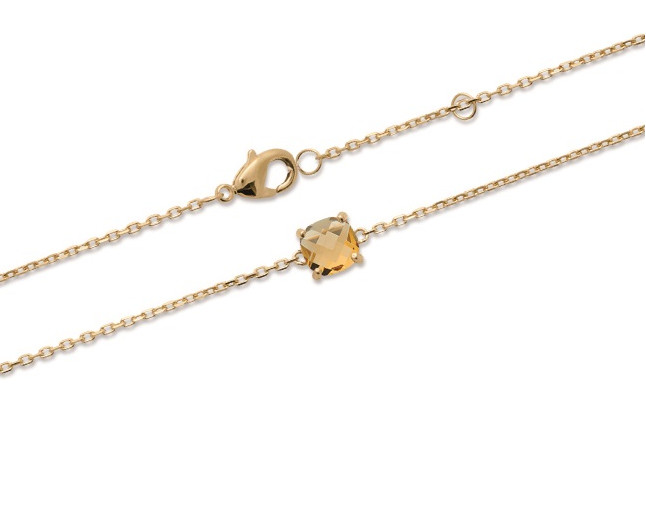 Bracelet Femme Cristal Citrine Dorée Plaqué Or 18K Sertissage 4 Griffes