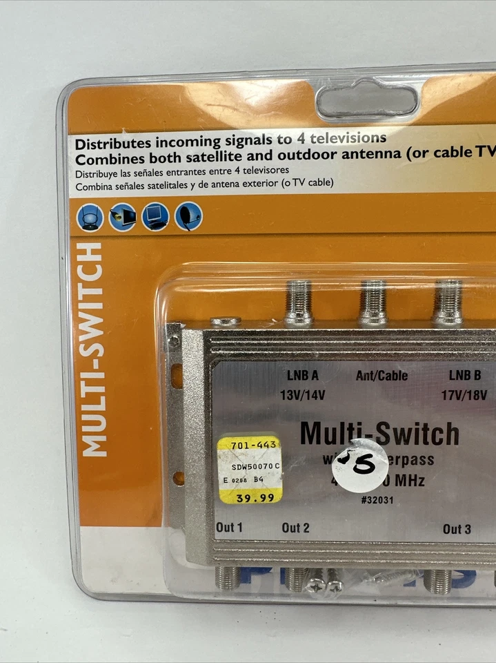 Philips 3x4 Multi-Switch with Powerpass Digital Video TV Cable Satellite - Image 4 of 4