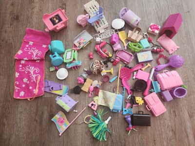 Barbie Ken Doll Accessories Lot Purses, Suitcases, Dog House Sleeping Bag Brush