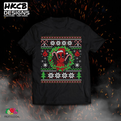 Deadpool Weihnachten T-Shirt, Fun Gift, Xmas, Santa, lustiges T-Shirt, hässlicher Pullover