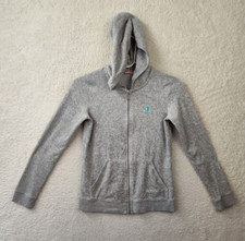 Juicy Couture Girls Sweatshirt 12 Gray Cotton Blend Long Sleeve Full Zip Hooded