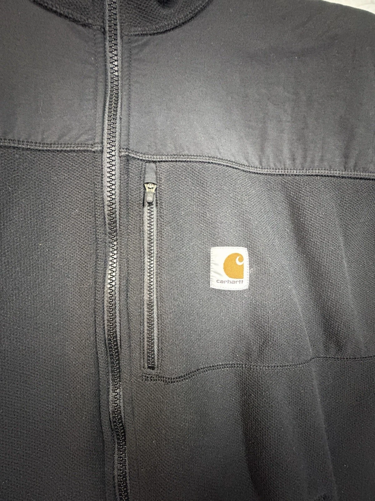 Carhartt Men’s Black Fleece Full Zip Jacket Zipped Pockets 2XL Reg 102838 image 2