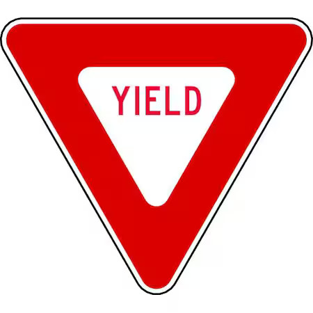 Lyle R1-2-30Da Yield Traffic Sign, 30 In H, 30 In W, Aluminum, Triangle,