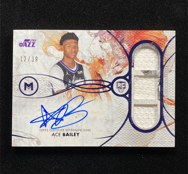 2025-26 Topps Motif Ace Bailey RC Triple Patch Auto Ultramarine Blue RPA /39