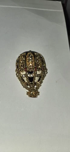 Vintage Estate St. John Gold Hot Air Balloon Brooch Pin Enamel Costume Jewelry