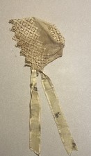 Vintage Antique Crochet Lace Baby Bonnet could Use For Antique Doll