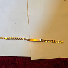 9ct Yellow Gold Curb Link ID Chain Bracelet with Lobster Clasp