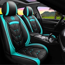 Comfortable Leather Auto Car Seat Covers 5 Seats Full Set Black  Green
