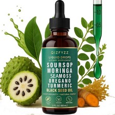 Soursop Liquid Drops, Moringa, Seamoss, Oregano,Turmeric, Black Seed Oil
