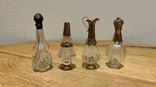4x Parfümflasche Parfume Bottle Kristall Gold Glas Flakon Flacon Niederlande Alt