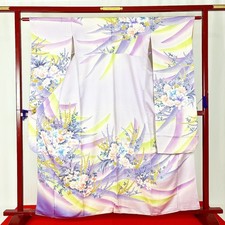 Japanese Kimono 'FURISODE' Silk/light purple/Flower/Cute/Length:163cm N0736
