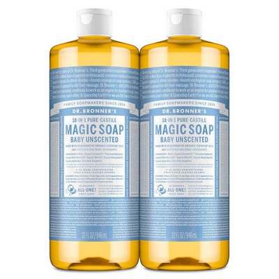 Magic Soap-Pure-Castile Liquid Soap (Baby Unscented, 32 Ounce, 2-Pack)-Regenerat