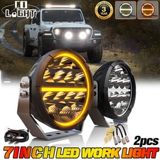 AUXBEAM 7" Foco Antiniebla DRL LED Barra de Luz de Trabajo 900W Redondo Conducción Offroad Camión