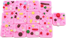 13Pes Mini Silicone Molds for DIY Cake Fondant Biscuit Cookies Sugar Pudding ...