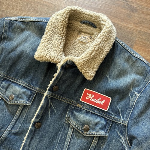 Polo Ralph Lauren Sherpa Fleece Lined Denim Trucker Ralph Patch Jacket Sz XXL - Picture 3 of 7