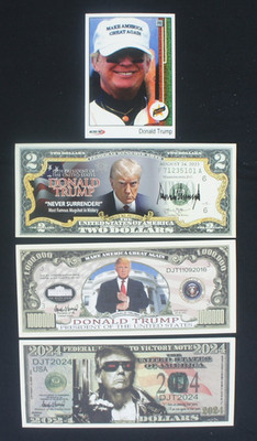 DONALD TRUMP-1989 Upper Deck Style ACEO Baseball Card Plus 3 Bills FREE SHIPPING