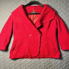 Pendleton Boiled Wool Jacket Red Double Breast Coat Heritage Ruby Women's L Wrap