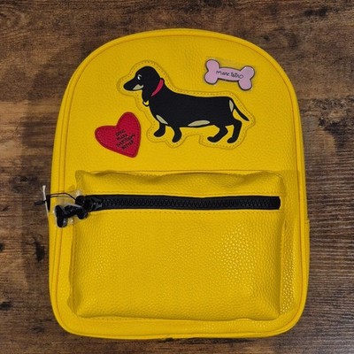 Marc Tetro Yellow Faux Leather Dog Patch Backpack