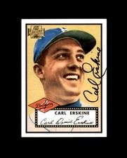 Carl Erskine Signed 2001 Topps Archives 1952 Brooklyn Dodgers Autograph