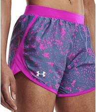 Under Armour HeatGear Womens Athletic Running Shorts Gray Pink Abstract Lined M