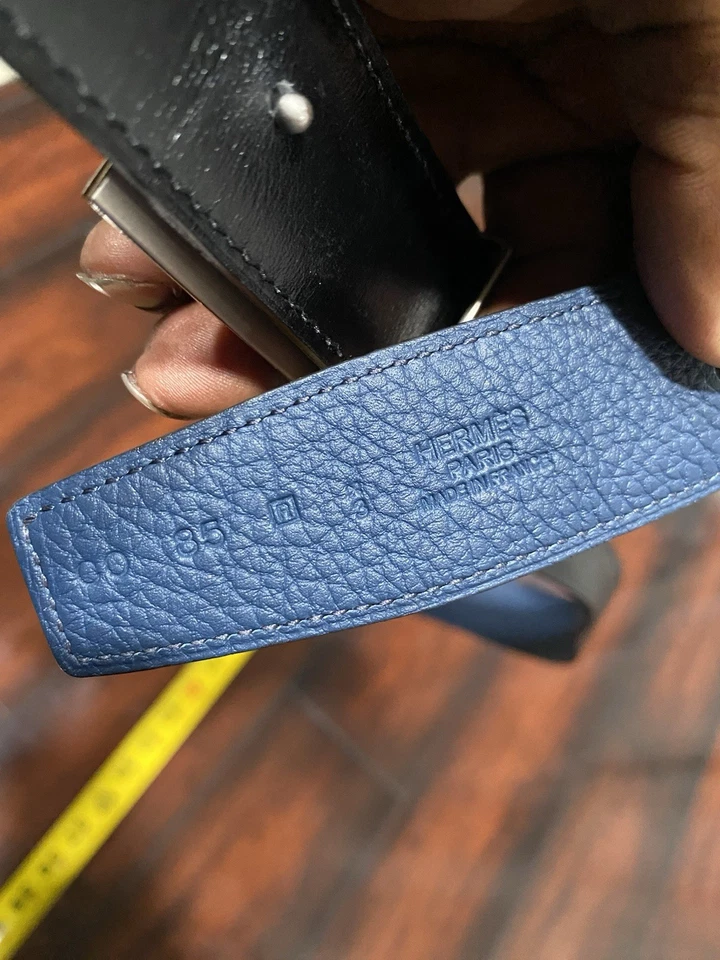 Cinturón con correa de cuero Hermes azul Collier de Chien Foto 3 de 4