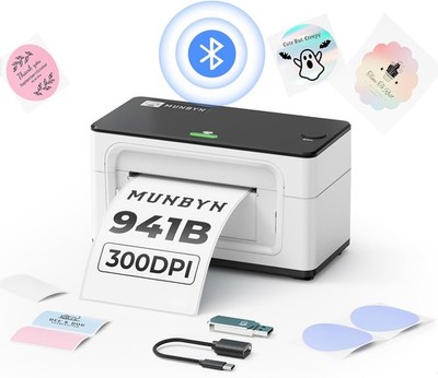 MUNBYN Etikettendrucker DHL 300DPI Bluetooth, Labeldrucker 4XL Etikettendrucker