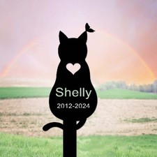 Custom Cat Memorial Metal Stake, Personalized Grave Marker, Cat Loss Garden
