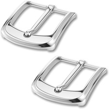 2Pcs Belt Buckle Replacement, Heavy Duty Single Prong Square Metal Silver Belt