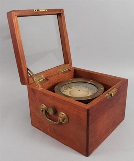 19thC Antique COUBRO & SCRUTTON British Maritime Gimbaled Compass & Case NR